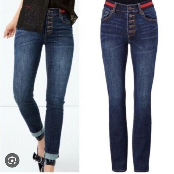 Cabi Button Fly Skinny Jeans Women's Stretch Button Front Denim Pants - Picture 1 of 11